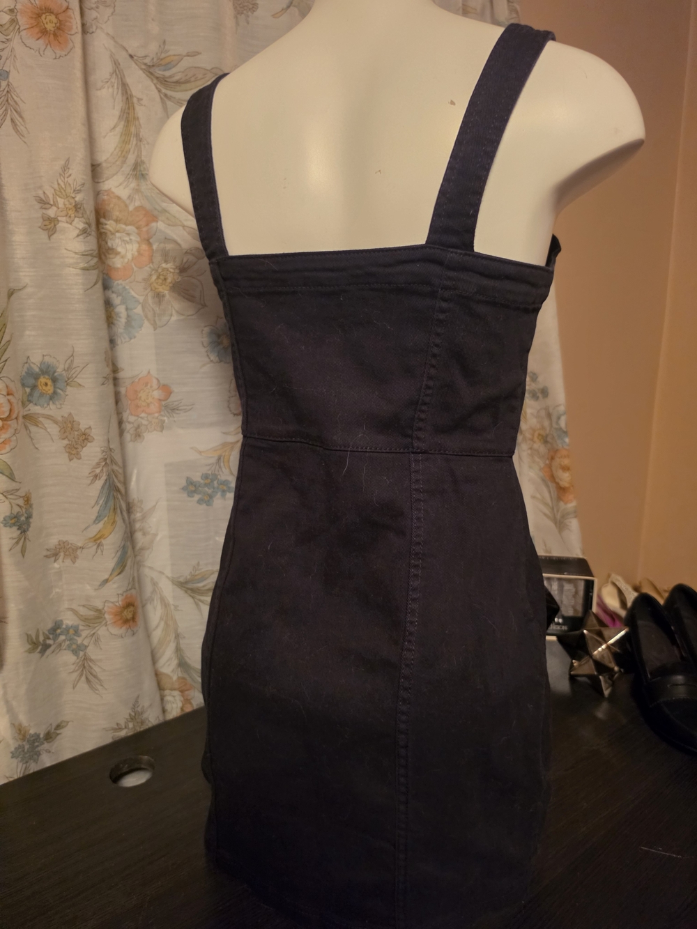 H&M Divided Black Button-Front Denim Mini Dress - Picture 2 of 3